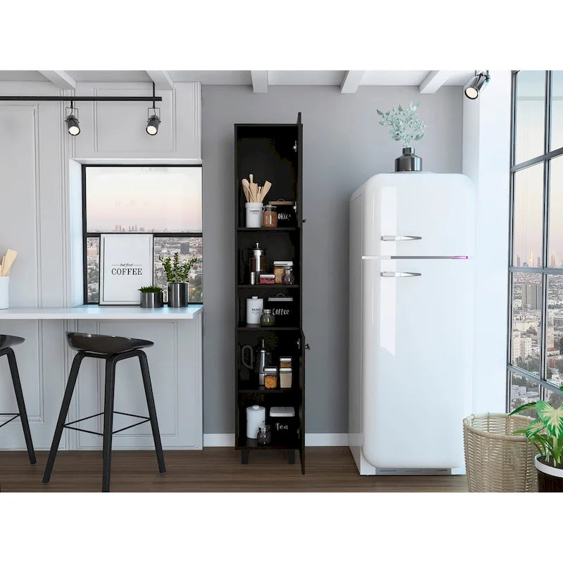 Black / White 2-Door Pantry Cabinet, Single