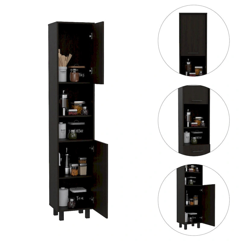 Black / White 2-Door Pantry Cabinet, Single