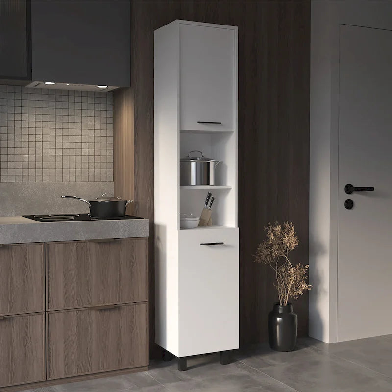 Black / White 2-Door Pantry Cabinet, Single