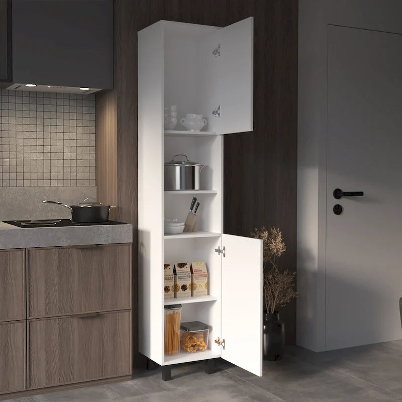Black / White 2-Door Pantry Cabinet, Single