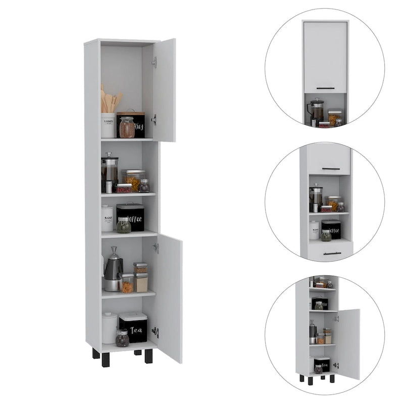 Black / White 2-Door Pantry Cabinet, Single
