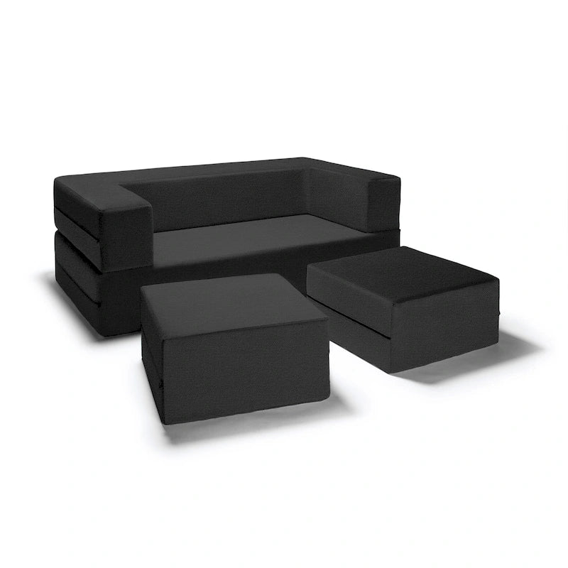 Convertible Queen Sleeper Loveseat & Ottoman Set – Multi-Color, 2-Seater