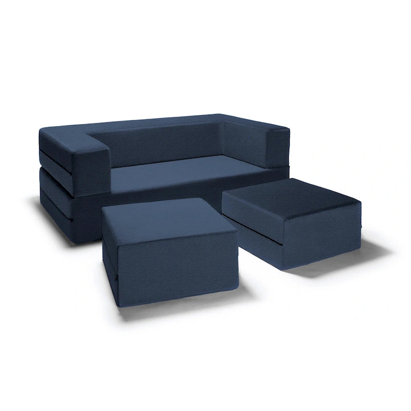 Convertible Queen Sleeper Loveseat & Ottoman Set – Multi-Color, 2-Seater