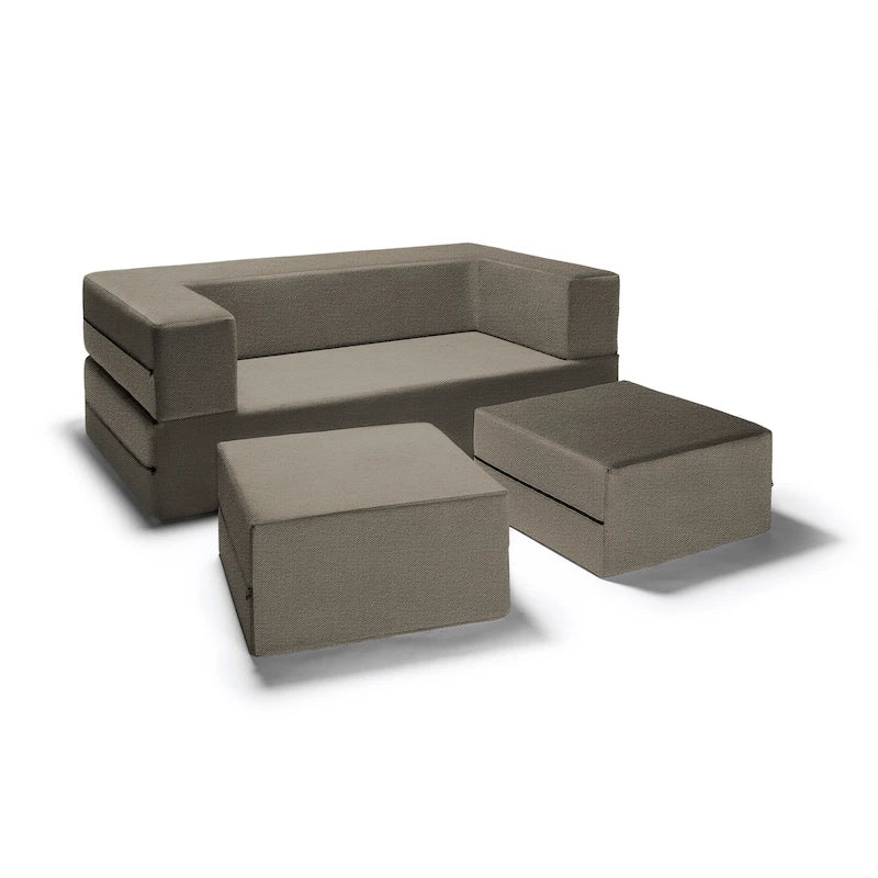 Convertible Queen Sleeper Loveseat & Ottoman Set – Multi-Color, 2-Seater