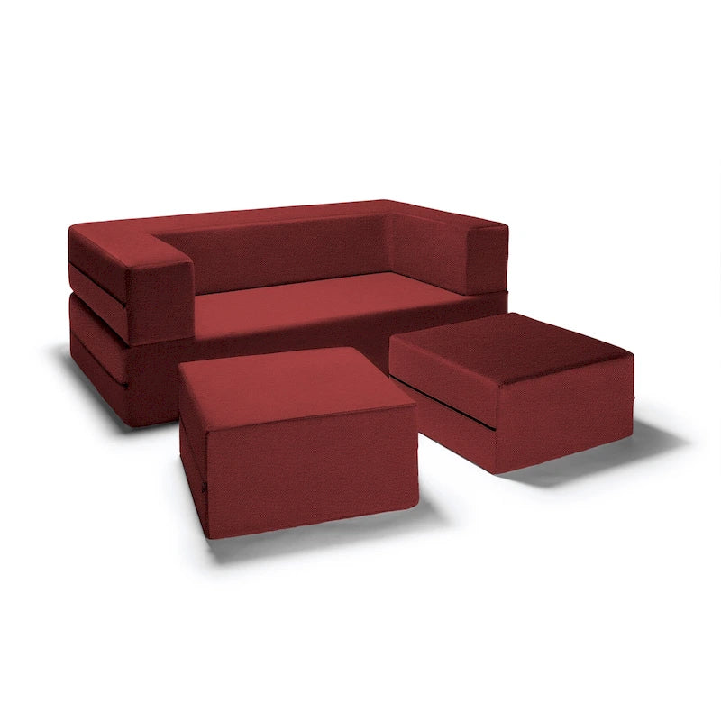Convertible Queen Sleeper Loveseat & Ottoman Set – Multi-Color, 2-Seater