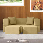 Convertible Queen Sleeper Loveseat & Ottoman Set – Multi-Color, 2-Seater