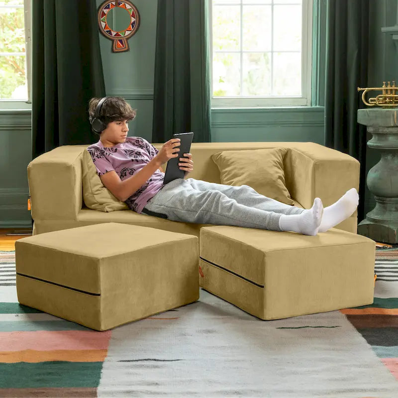 Convertible Queen Sleeper Loveseat & Ottoman Set – Multi-Color, 2-Seater