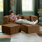 Convertible Queen Sleeper Loveseat & Ottoman Set – Multi-Color, 2-Seater