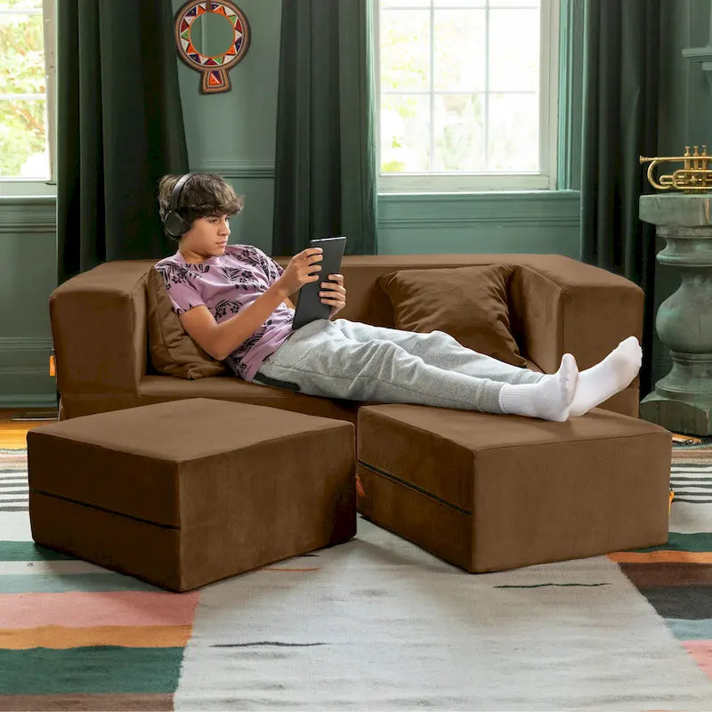 Convertible Queen Sleeper Loveseat & Ottoman Set – Multi-Color, 2-Seater
