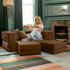 Convertible Queen Sleeper Loveseat & Ottoman Set – Multi-Color, 2-Seater