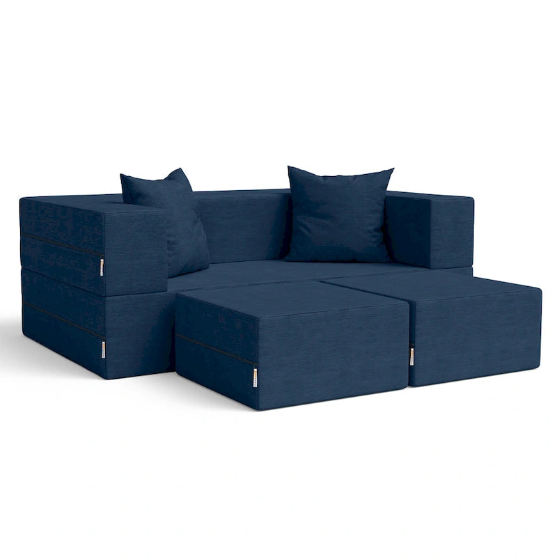 Convertible Queen Sleeper Loveseat & Ottoman Set – Multi-Color, 2-Seater