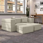 Convertible Queen Sleeper Loveseat & Ottoman Set – Multi-Color, 2-Seater