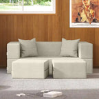 Convertible Queen Sleeper Loveseat & Ottoman Set – Multi-Color, 2-Seater