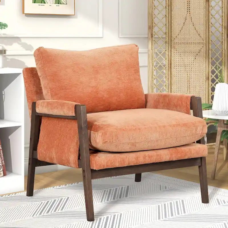 Velvet Accent Armchair – Mid-Century Modern, 5 Colors, 1-Seat