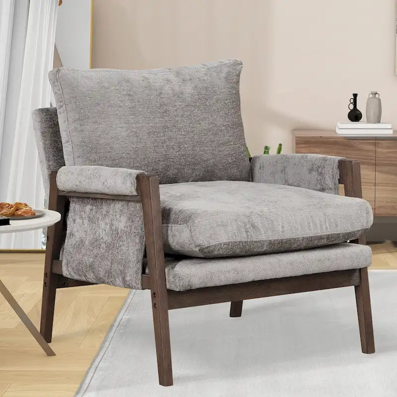 Velvet Accent Armchair – Mid-Century Modern, 5 Colors, 1-Seat