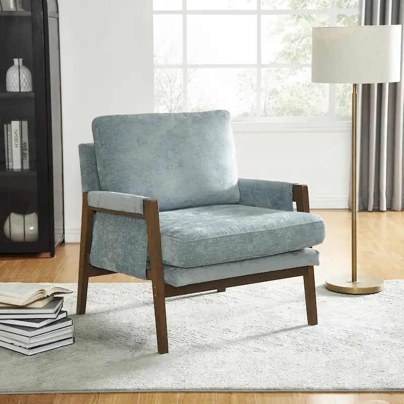 Velvet Accent Armchair – Mid-Century Modern, 5 Colors, 1-Seat
