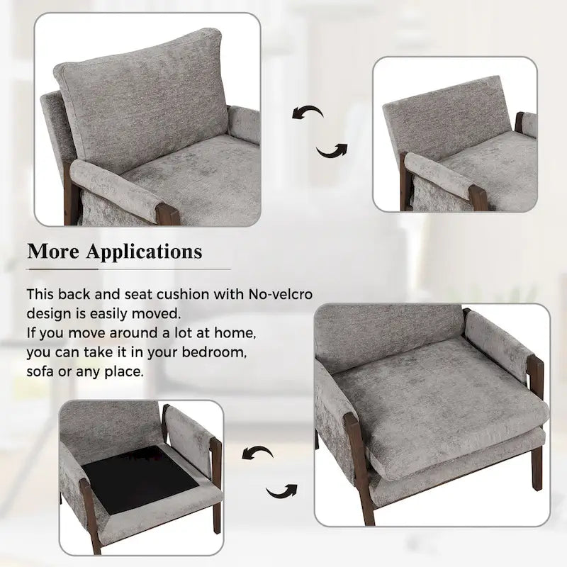 Velvet Accent Armchair – Mid-Century Modern, 5 Colors, 1-Seat