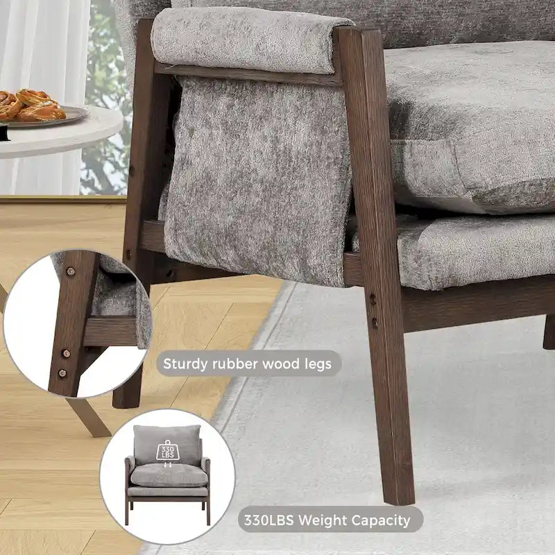 Velvet Accent Armchair – Mid-Century Modern, 5 Colors, 1-Seat