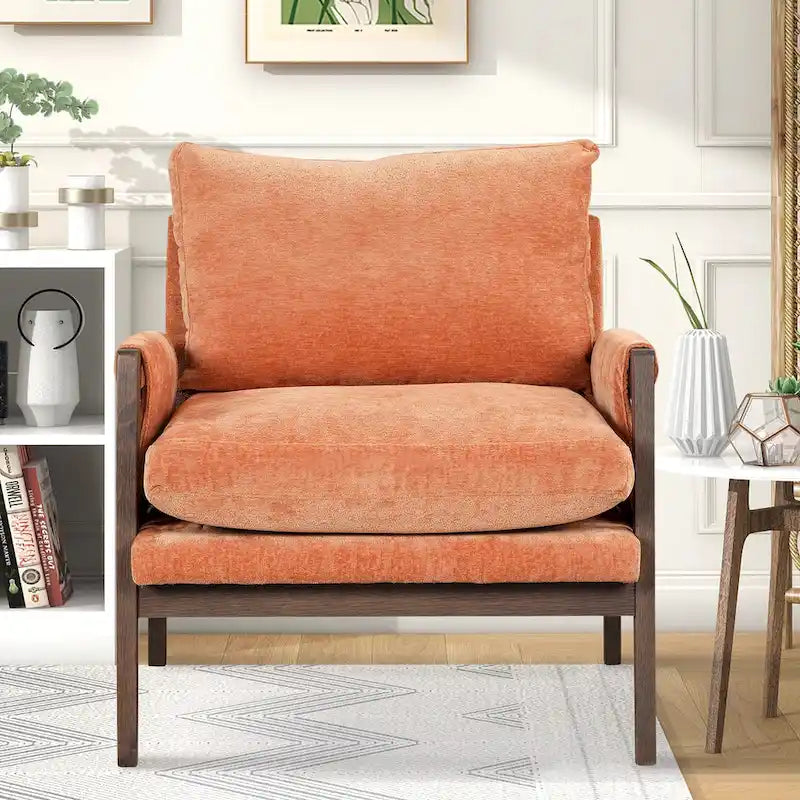 Velvet Accent Armchair – Mid-Century Modern, 5 Colors, 1-Seat