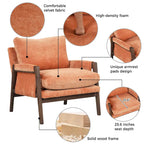 Velvet Accent Armchair – Mid-Century Modern, 5 Colors, 1-Seat