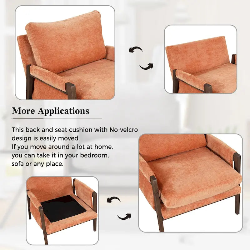 Velvet Accent Armchair – Mid-Century Modern, 5 Colors, 1-Seat