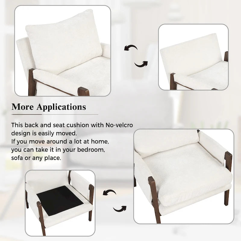 Velvet Accent Armchair – Mid-Century Modern, 5 Colors, 1-Seat