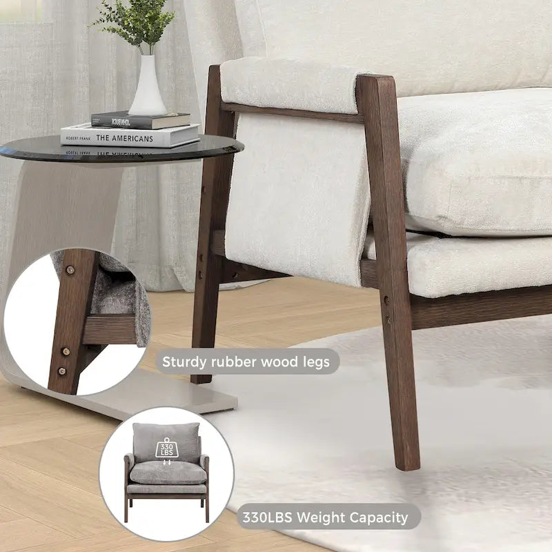 Velvet Accent Armchair – Mid-Century Modern, 5 Colors, 1-Seat