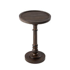 Espresso / Wood / Black & White Farmhouse Tray Top Pedestal End Table, 1-Person