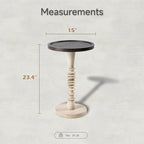 Espresso / Wood / Black & White Farmhouse Tray Top Pedestal End Table, 1-Person