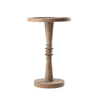 Espresso / Wood / Black & White Farmhouse Tray Top Pedestal End Table, 1-Person