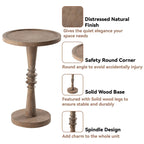 Espresso / Wood / Black & White Farmhouse Tray Top Pedestal End Table, 1-Person