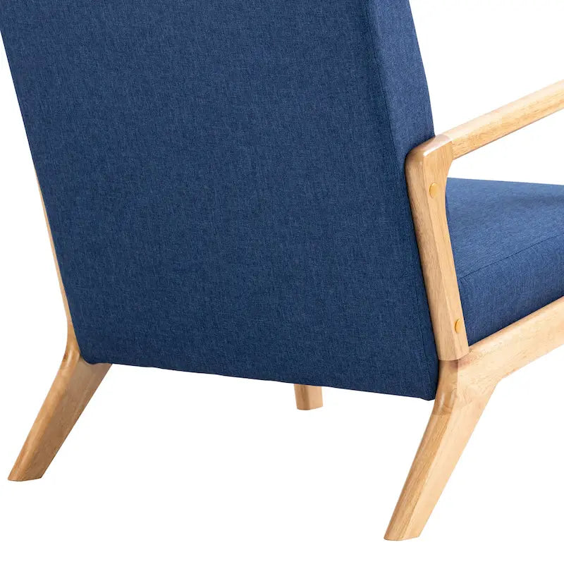 Accent Armchair with Lumbar Pillow, Linen/PU Upholstery, Natural/Brown Wood Legs, Set of 2
