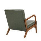 Accent Armchair with Lumbar Pillow, Linen/PU Upholstery, Natural/Brown Wood Legs, Set of 2