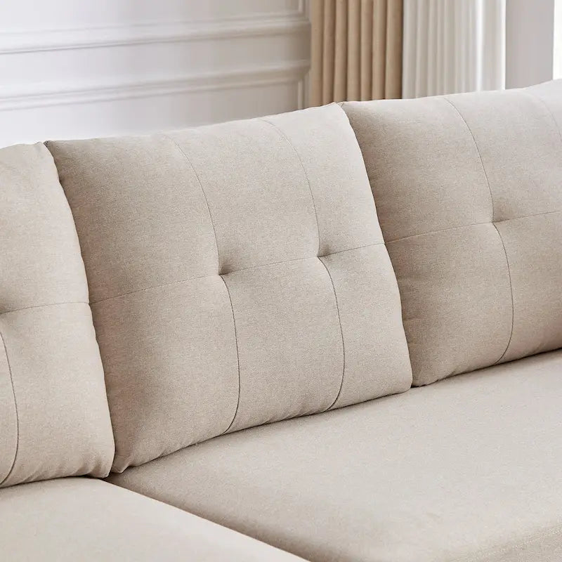L-Shaped Sectional Sofa with Chaise, Storage Ottoman & Side Bags – Light Grey / Dark Grey / Beige / Blue / Green, Seats 4–5