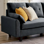 L-Shaped Sectional Sofa with Chaise, Storage Ottoman & Side Bags – Light Grey / Dark Grey / Beige / Blue / Green, Seats 4–5