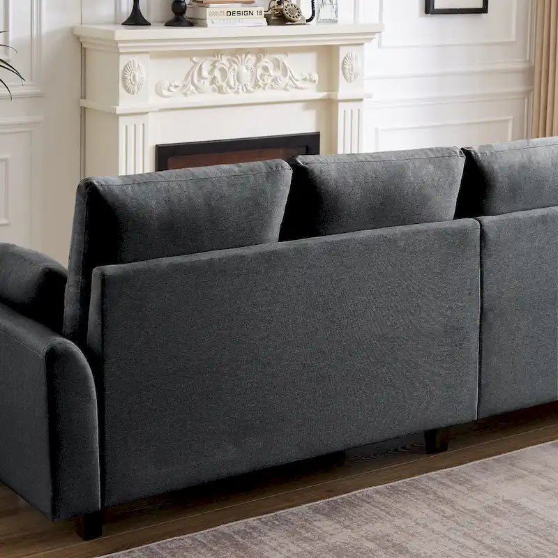 L-Shaped Sectional Sofa with Chaise, Storage Ottoman & Side Bags – Light Grey / Dark Grey / Beige / Blue / Green, Seats 4–5