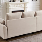 L-Shaped Sectional Sofa with Chaise, Storage Ottoman & Side Bags – Light Grey / Dark Grey / Beige / Blue / Green, Seats 4–5