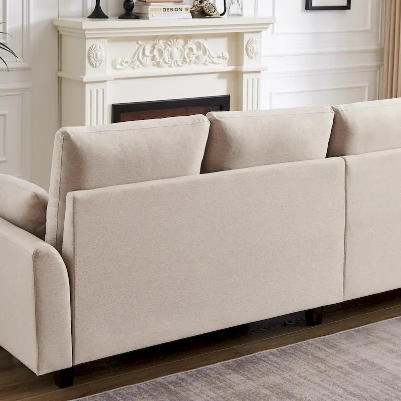 L-Shaped Sectional Sofa with Chaise, Storage Ottoman & Side Bags – Light Grey / Dark Grey / Beige / Blue / Green, Seats 4–5