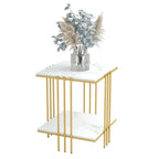 Black / Gold 2-Tier Square Side Table – 1-Person Accent End Table