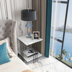 Black / Gold 2-Tier Square Side Table – 1-Person Accent End Table