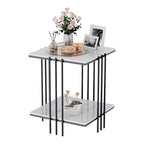Black / Gold 2-Tier Square Side Table – 1-Person Accent End Table