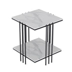 Black / Gold 2-Tier Square Side Table – 1-Person Accent End Table