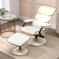 White / Bronze Swivel Recliner Chair with Ottoman, 2-Piece Set