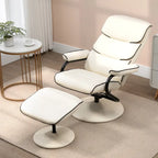 White / Bronze Swivel Recliner Chair with Ottoman, 2-Piece Set