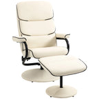 White / Bronze Swivel Recliner Chair with Ottoman, 2-Piece Set