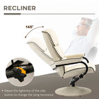 White / Bronze Swivel Recliner Chair with Ottoman, 2-Piece Set