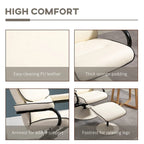 White / Bronze Swivel Recliner Chair with Ottoman, 2-Piece Set