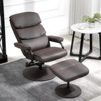 White / Bronze Swivel Recliner Chair with Ottoman, 2-Piece Set