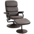 White / Bronze Swivel Recliner Chair with Ottoman, 2-Piece Set