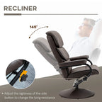 White / Bronze Swivel Recliner Chair with Ottoman, 2-Piece Set
